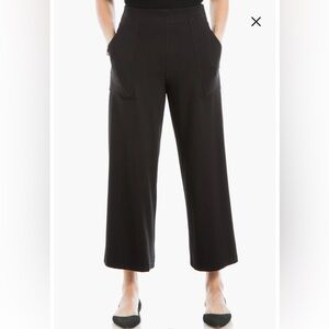 MAX STUDIO LONDON 15” WAIST Ponte Crop Wide Leg Pull-On Pants, Black, Size Large